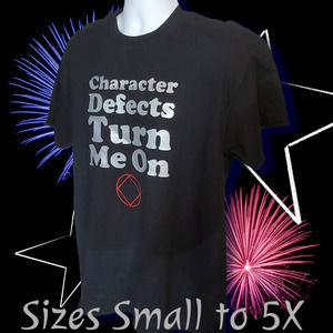 NA Narcotics Anonymous character defects shirt. Sizes small to 5x available.